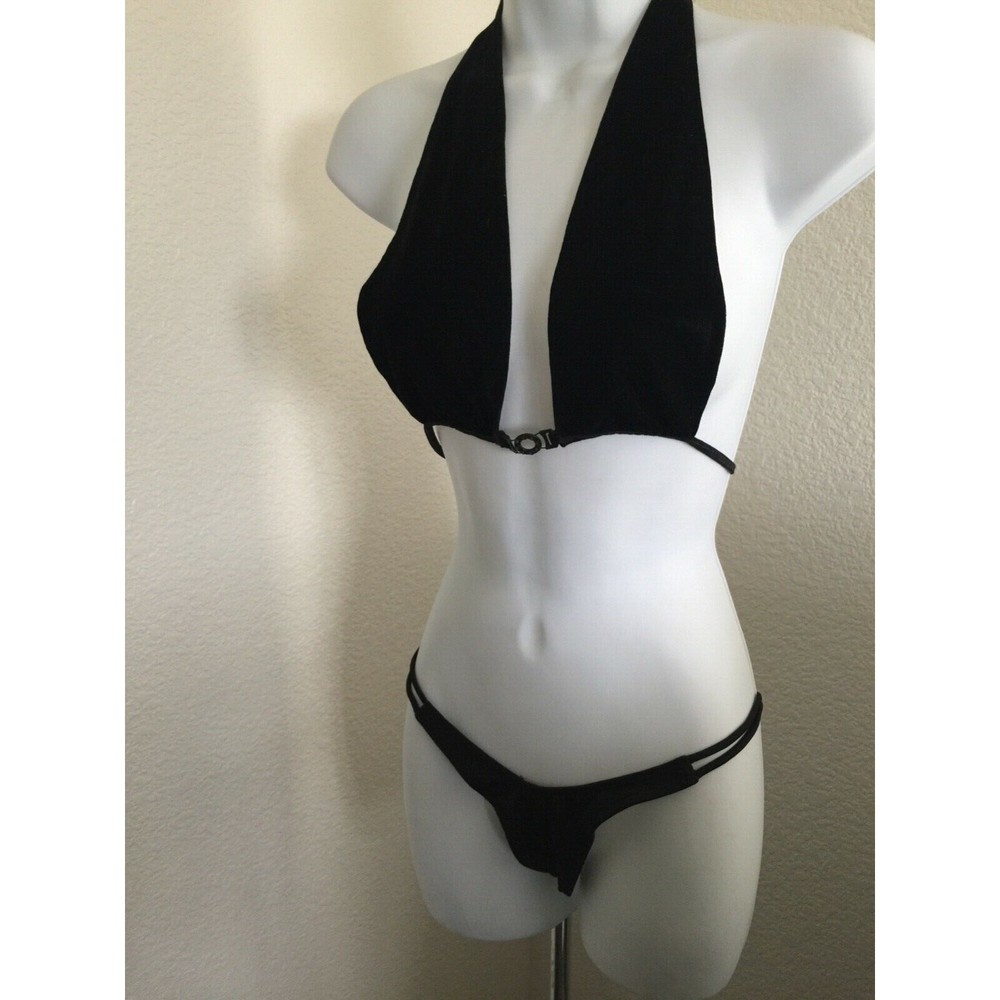 Bikini thong mis matched set great for sunbathing Black Size S‎